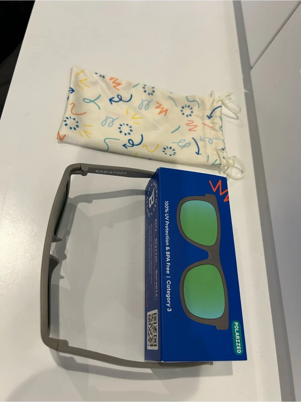 Babiators Matte Grey Kids Sunglasses with Blue-Green Mirrored Lenses